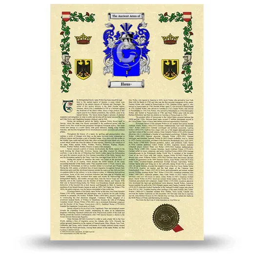 Haus- Armorial History with Coat of Arms
