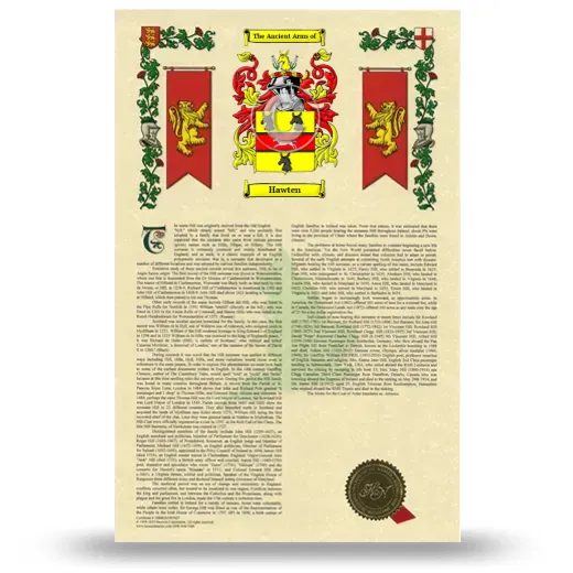Hawten Armorial History with Coat of Arms