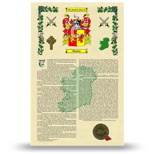 Heaney Armorial History with Coat of Arms