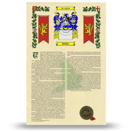 Hebdyn Armorial History with Coat of Arms