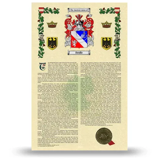 Heidle Armorial History with Coat of Arms