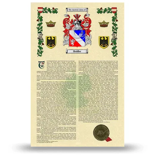 Heidler Armorial History with Coat of Arms