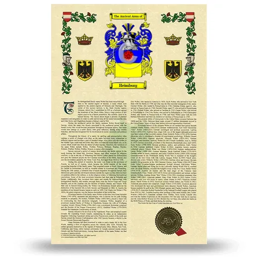 Heimburg Armorial History with Coat of Arms