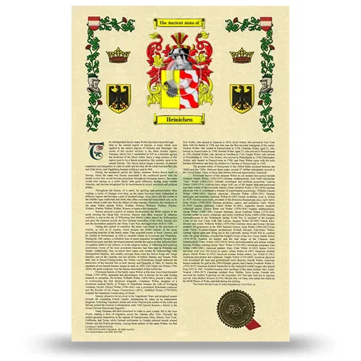 Heinichen Armorial History with Coat of Arms