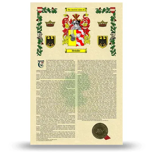 Heinike Armorial History with Coat of Arms