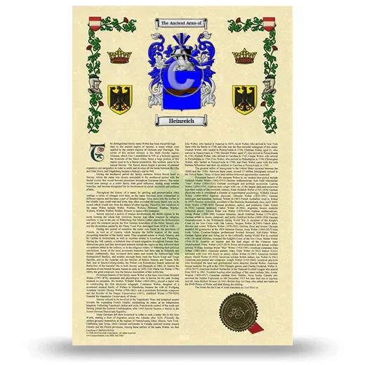 Heinreich Armorial History with Coat of Arms