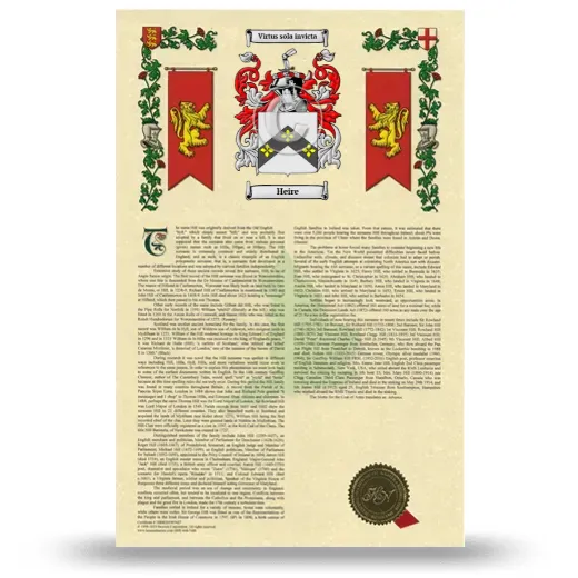 Heire Armorial History with Coat of Arms