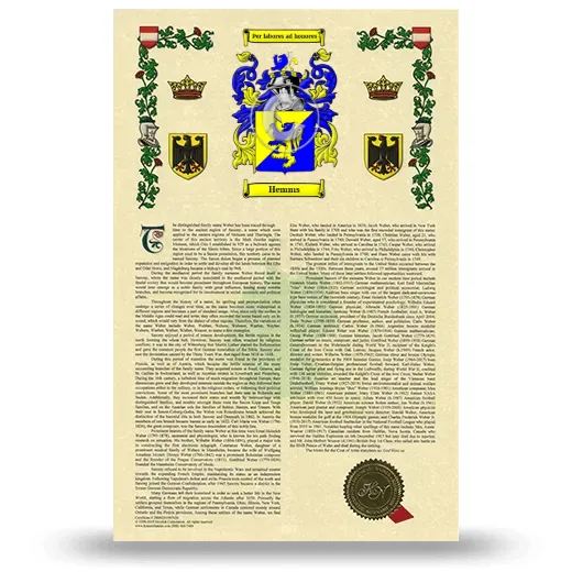 Hemms Armorial History with Coat of Arms