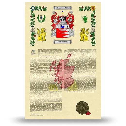 Henderson Armorial History with Coat of Arms