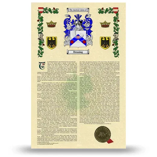 Henning Armorial History with Coat of Arms