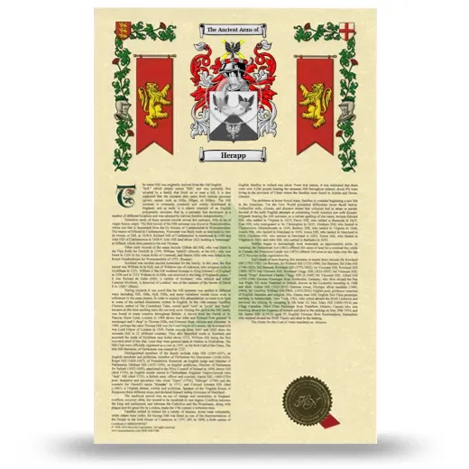 Herapp Armorial History with Coat of Arms