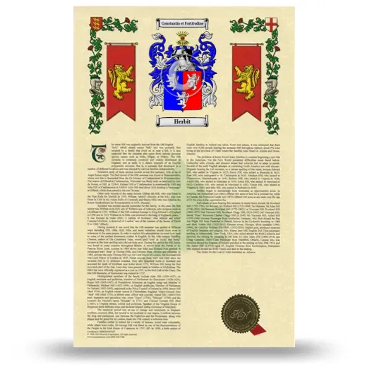 Herbit Armorial History with Coat of Arms
