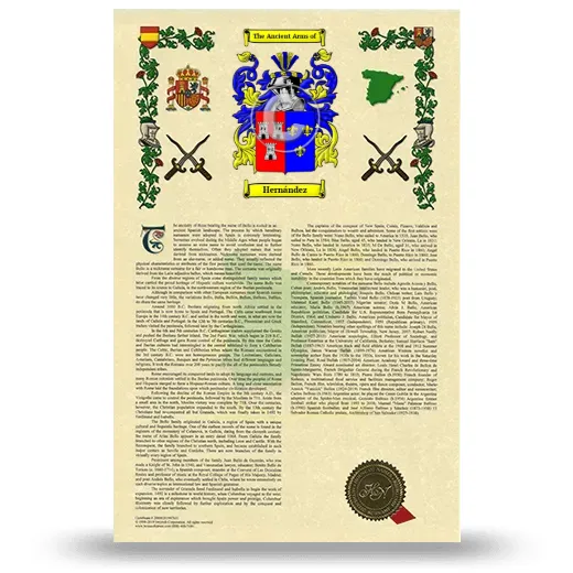 Hernández Armorial History with Coat of Arms