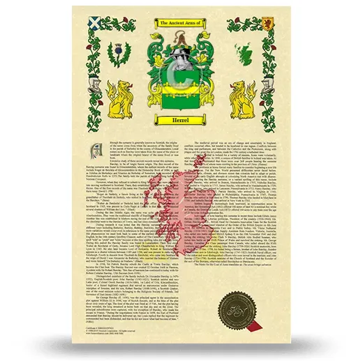 Herrel Armorial History with Coat of Arms