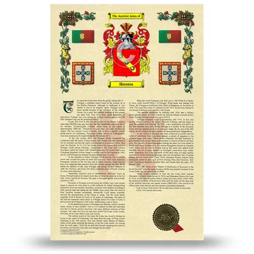 Herrera Armorial History with Coat of Arms