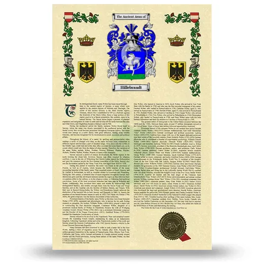 Hillebrandt Armorial History with Coat of Arms