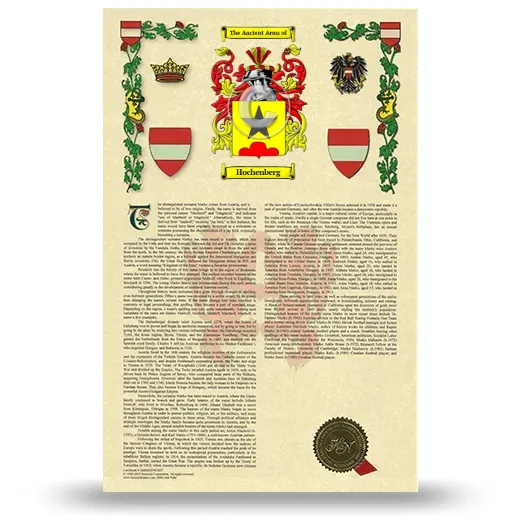 Hochenberg Armorial History with Coat of Arms