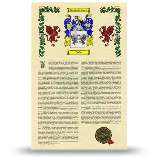 Holle Armorial History with Coat of Arms