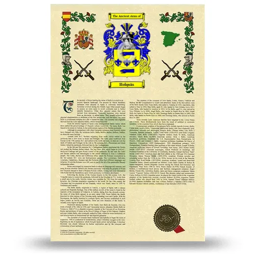 Holquin Armorial History with Coat of Arms