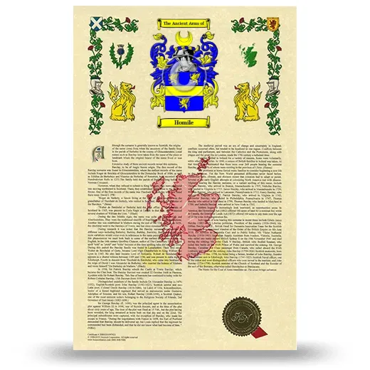Homile Armorial History with Coat of Arms