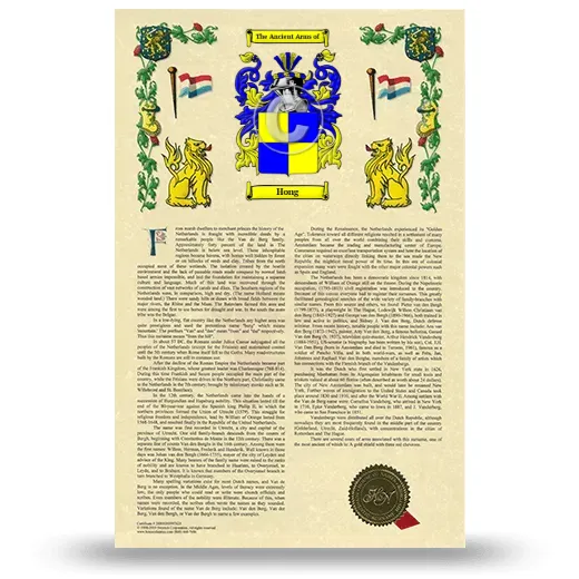 Hong Armorial History with Coat of Arms