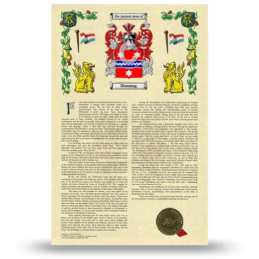 Hornung Armorial History with Coat of Arms