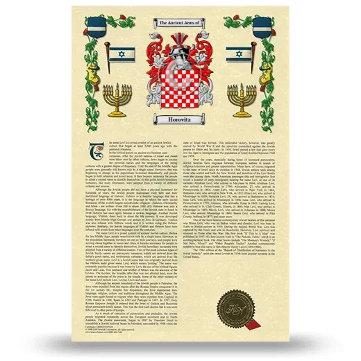 Horovitz Armorial History with Coat of Arms