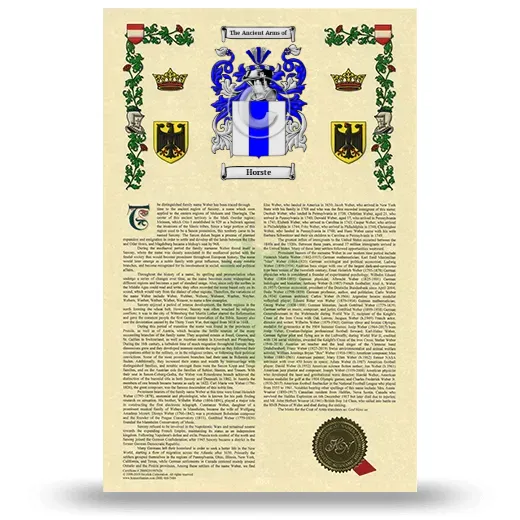 Horste Armorial History with Coat of Arms