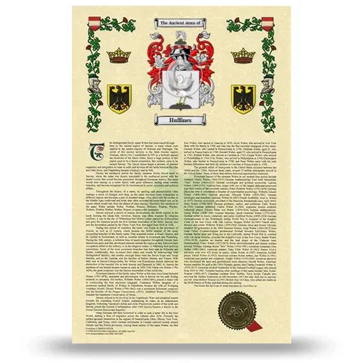 Huffines Armorial History with Coat of Arms