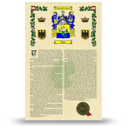 Hugo Armorial History with Coat of Arms