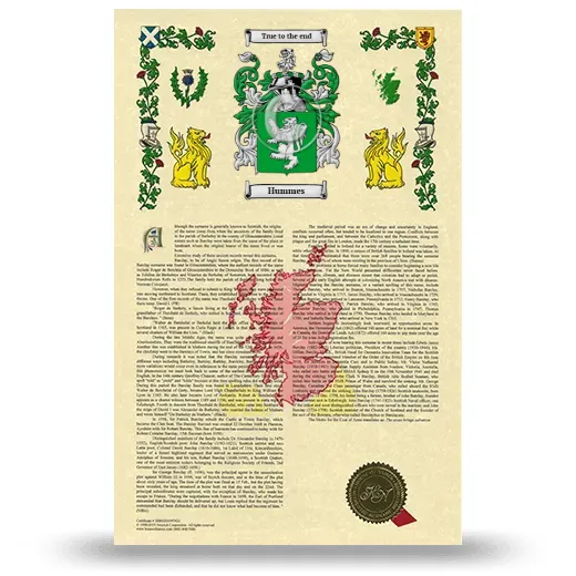Hummes Armorial History with Coat of Arms