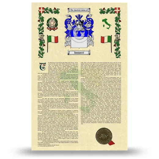 Iannacci Armorial History with Coat of Arms