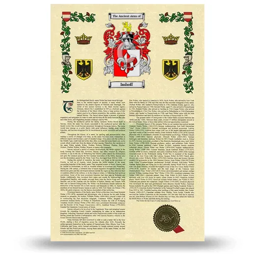 Imhoff Armorial History with Coat of Arms