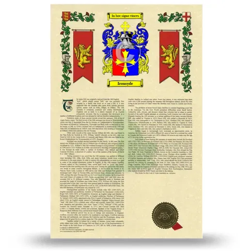 Ironsyde Armorial History with Coat of Arms