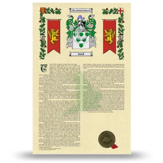 Izard Armorial History with Coat of Arms