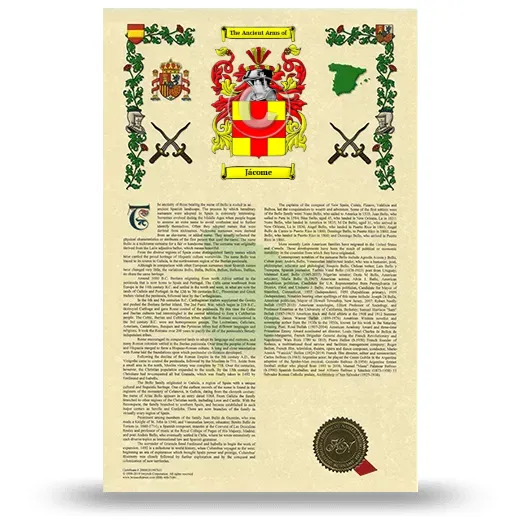 Jácome Armorial History with Coat of Arms