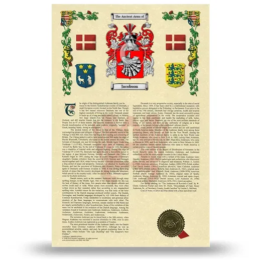 Jacobson Armorial History with Coat of Arms