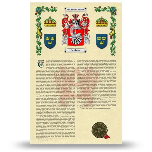 Jacobson Armorial History with Coat of Arms