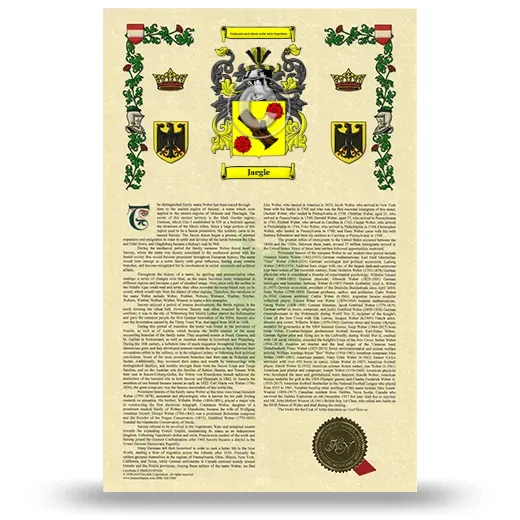 Jaegle Armorial History with Coat of Arms