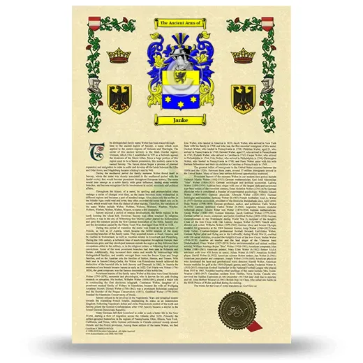 Janke Armorial History with Coat of Arms
