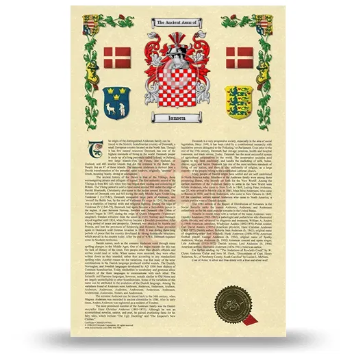 Jansen Armorial History with Coat of Arms
