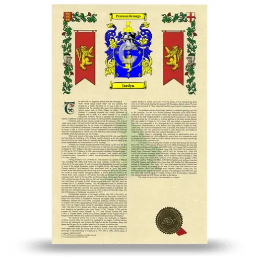 Jardyn Armorial History with Coat of Arms