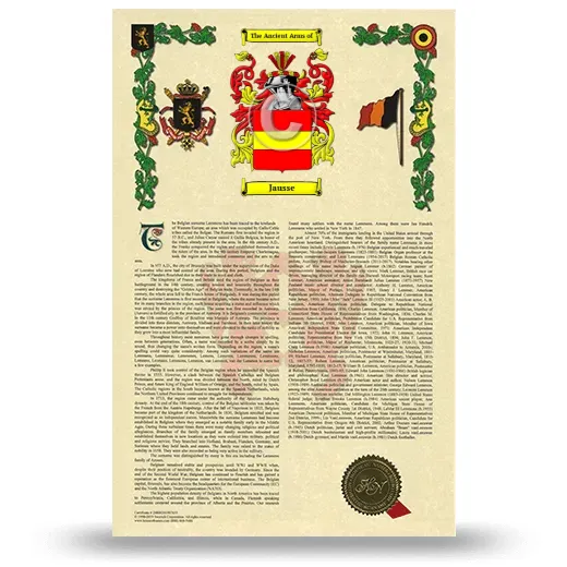 Jausse Armorial History with Coat of Arms