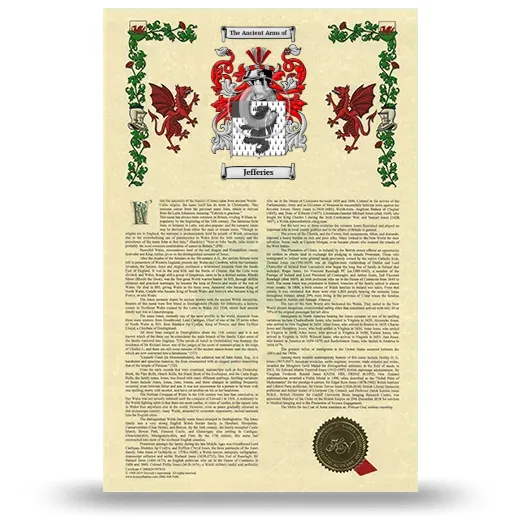 Jefferies Armorial History with Coat of Arms