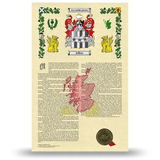 Jeffrey Armorial History with Coat of Arms