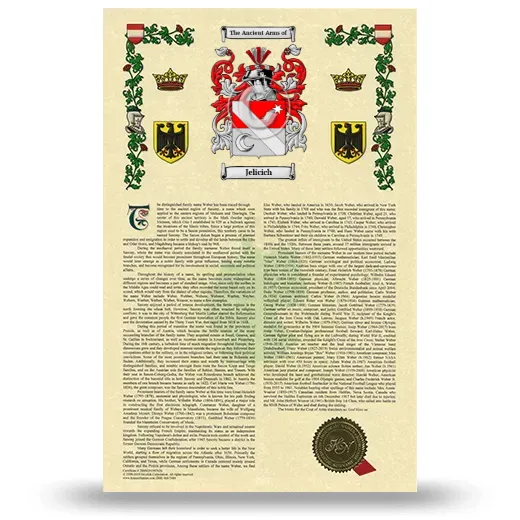 Jelicich Armorial History with Coat of Arms