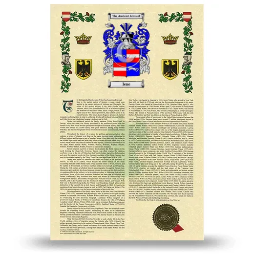 Jene Armorial History with Coat of Arms