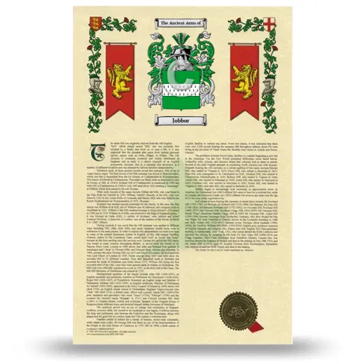 Jobbor Armorial History with Coat of Arms