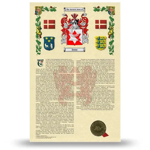 Joens Armorial History with Coat of Arms