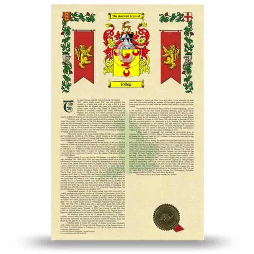 Joling Armorial History with Coat of Arms